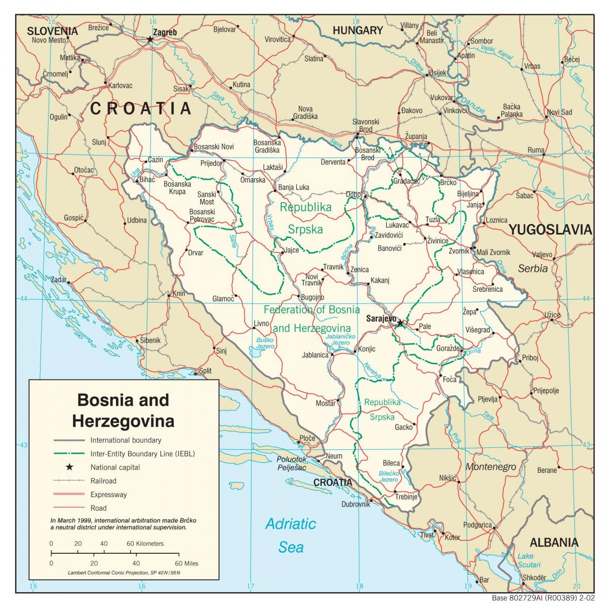 Bośnia i Hercegowina mapie