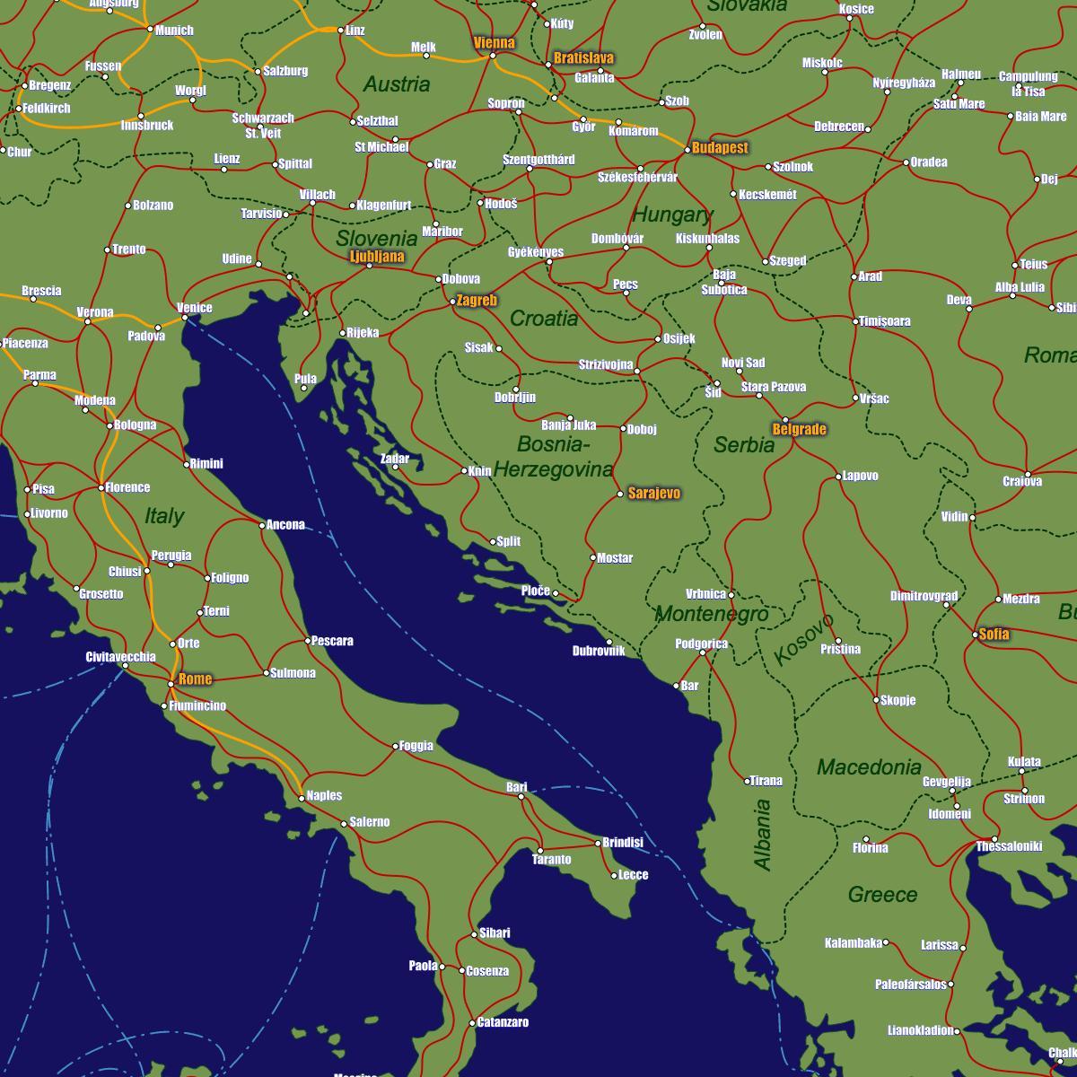 Bośnia kolejowej mapie