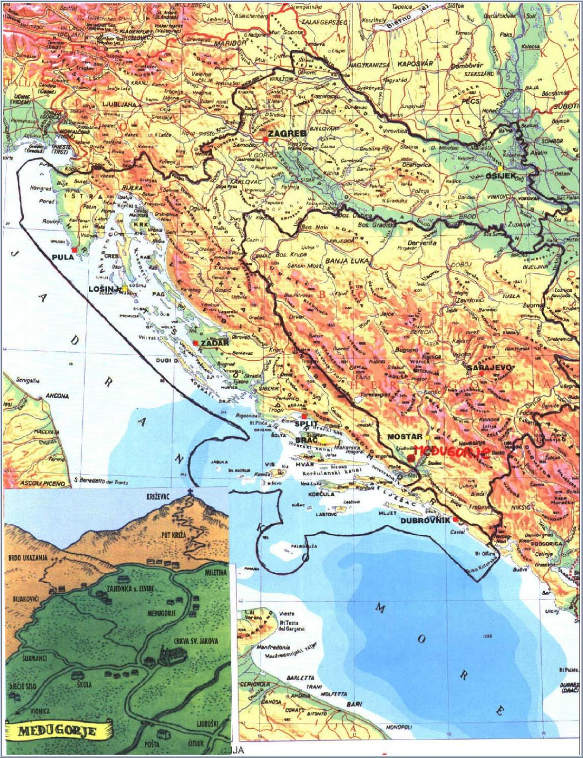 mapa medjugorje, Bośnia i Hercegowina
