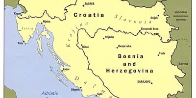 Mapa Bośni i Hercegowinie oraz w sąsiednich krajach