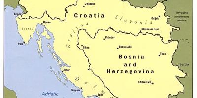 Mapa Bośni i Hercegowinie oraz w sąsiednich krajach